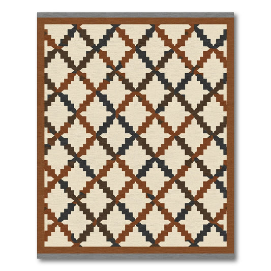 Earthy Diamond Lattice Pattern Rug
