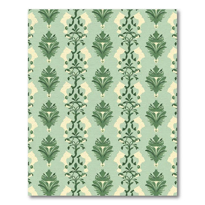 Sage Green Horse Silhouette Floral Rug