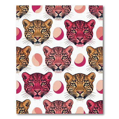 Vibrant Multicolor Leopard Head Mosaic Rug