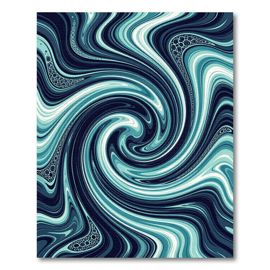 Deep Blue Swirl Marbled Aquatic Rug