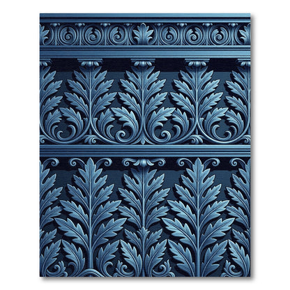 Deep Blue Acanthus Leaf Scrollwork Rug