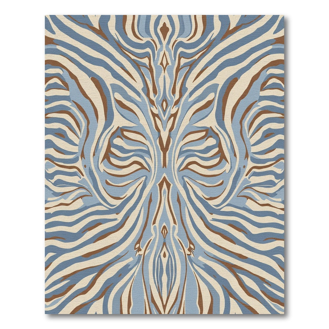 Abstract Blue Brown Zebra Stripe Rug
