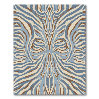 Abstract Blue Brown Zebra Stripe Rug