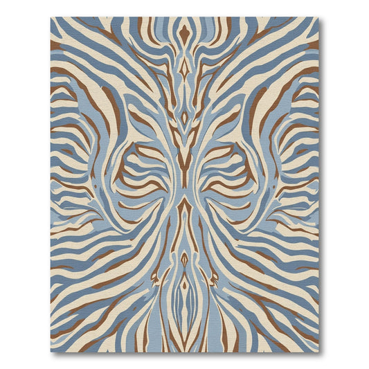 Abstract Blue Brown Zebra Stripe Rug