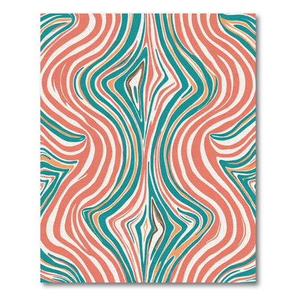Coral Teal Abstract Organic Swirls Rug