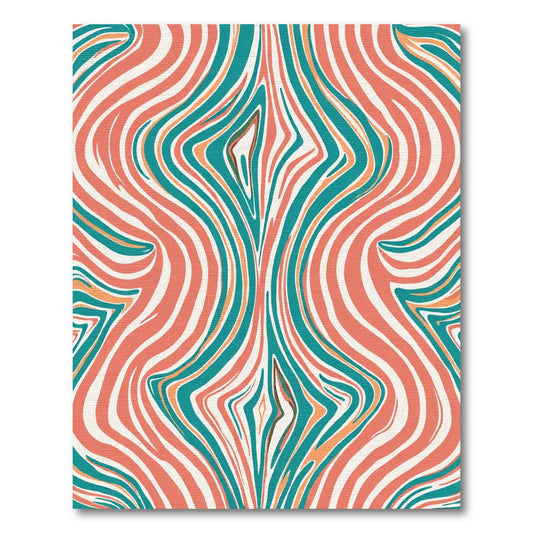 Coral Teal Abstract Organic Swirls Rug
