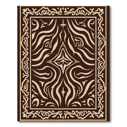 Ornate Brown Cream Swirl Frame Rug