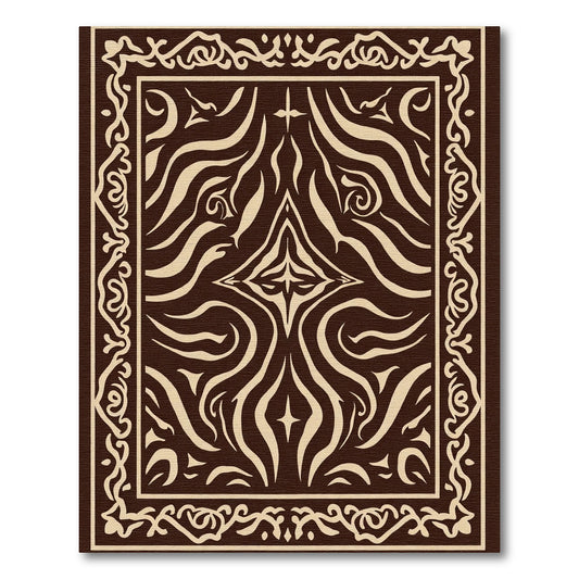 Ornate Brown Cream Swirl Frame Rug