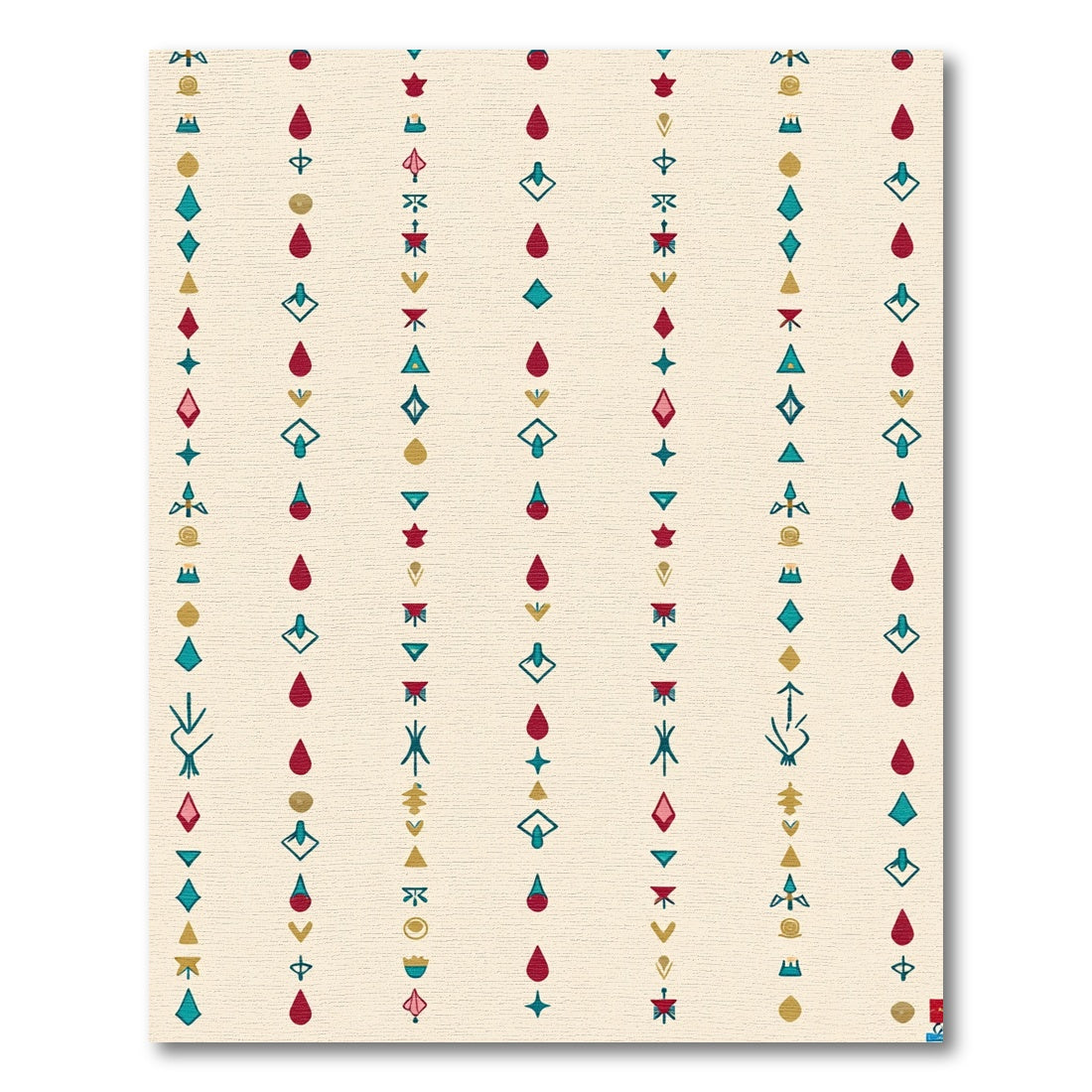 Teal Garnet Gold Abstract Totem Rug