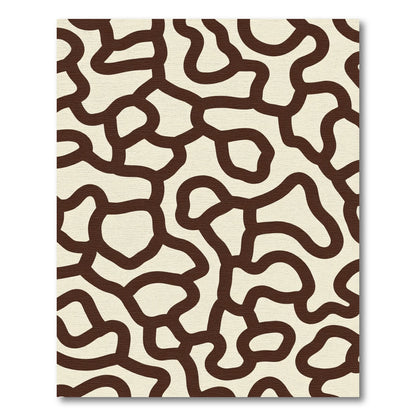 Cream Brown Organic Irregular Shape Rug