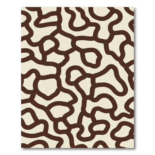 Cream Brown Organic Irregular Shape Rug