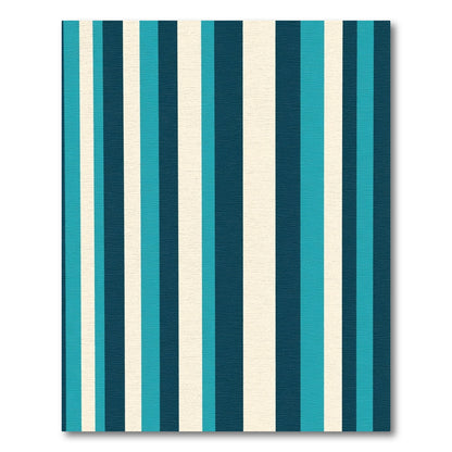 Blue Teal Cream Vertical Stripes Rug