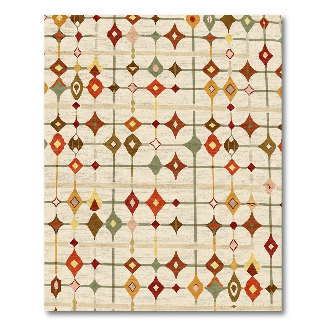 Retro Mid-Century Mid-Century Gem Grid Rug