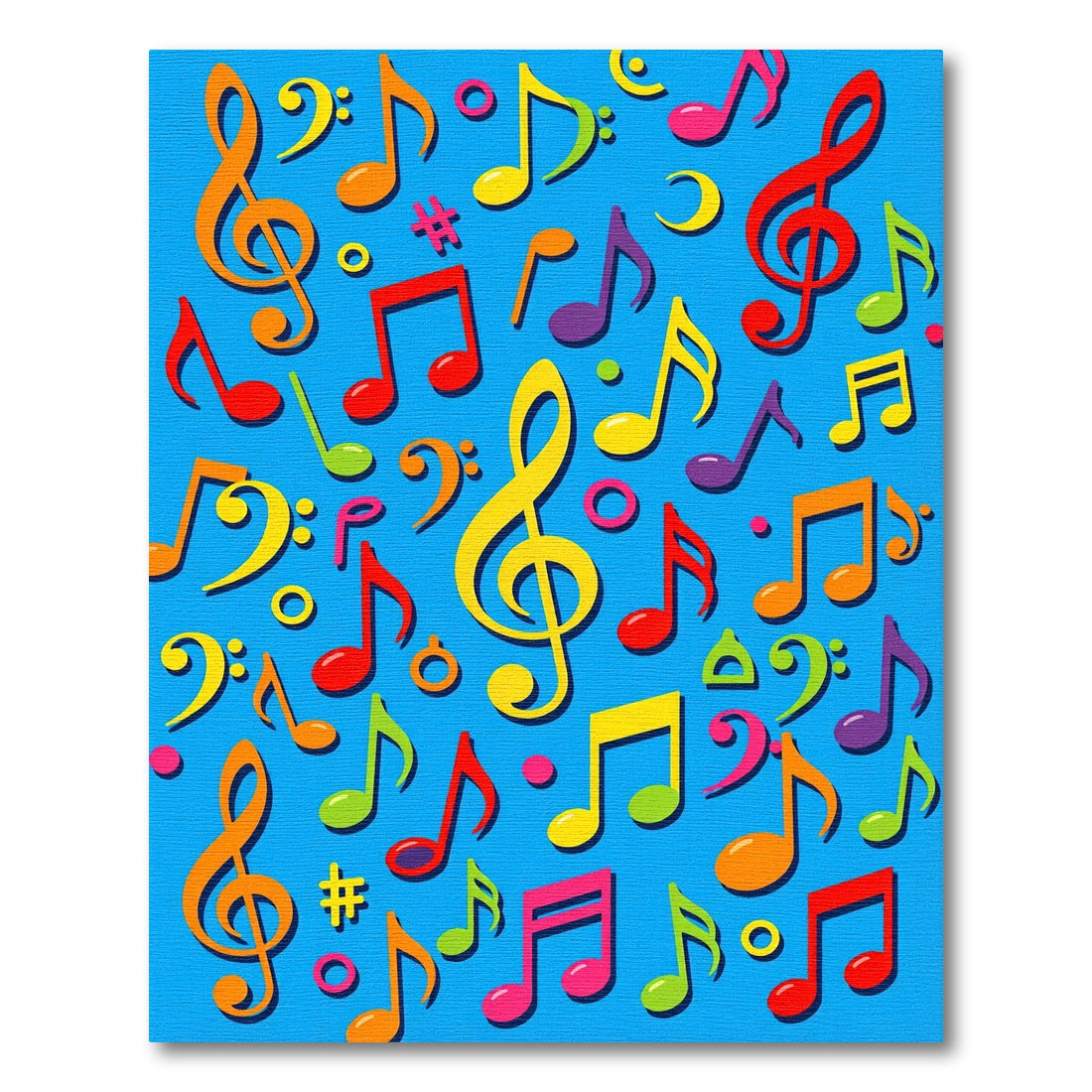 Whimsical Colorful Musical Notes Blue Rug