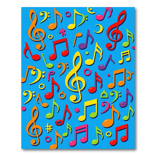 Whimsical Colorful Musical Notes Blue Rug