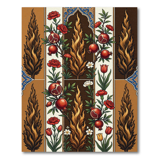 Pomegranate Red Carnation Flame Motif Rug