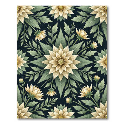 Cream Botanical Floral Symmetry Rug