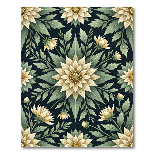 Cream Botanical Floral Symmetry Rug