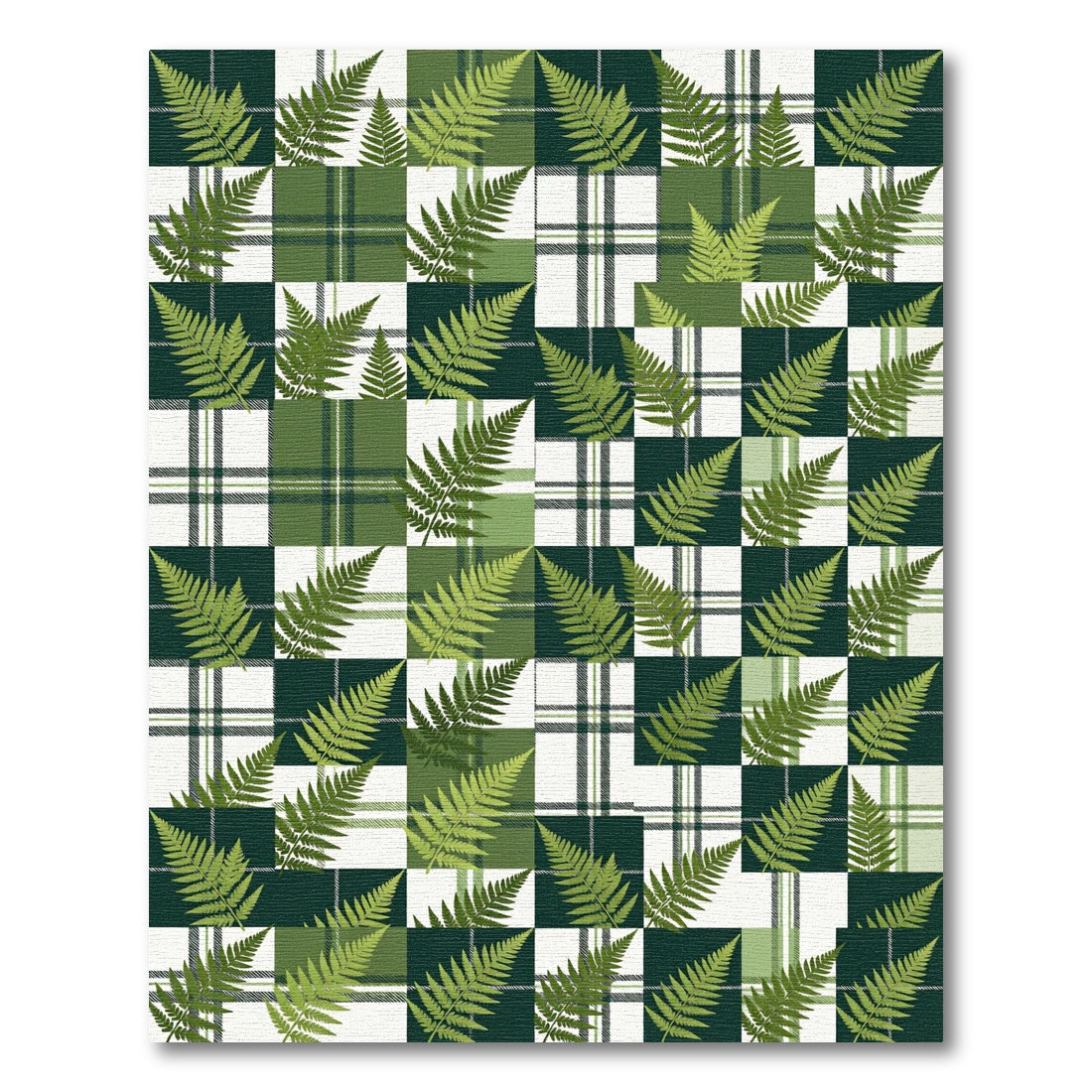 Gingham And Fern Overlay Rug