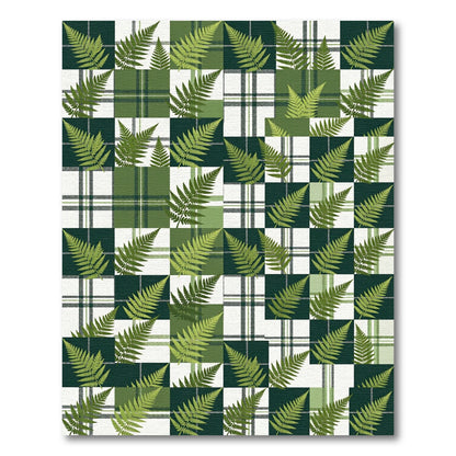 Gingham And Fern Overlay Rug