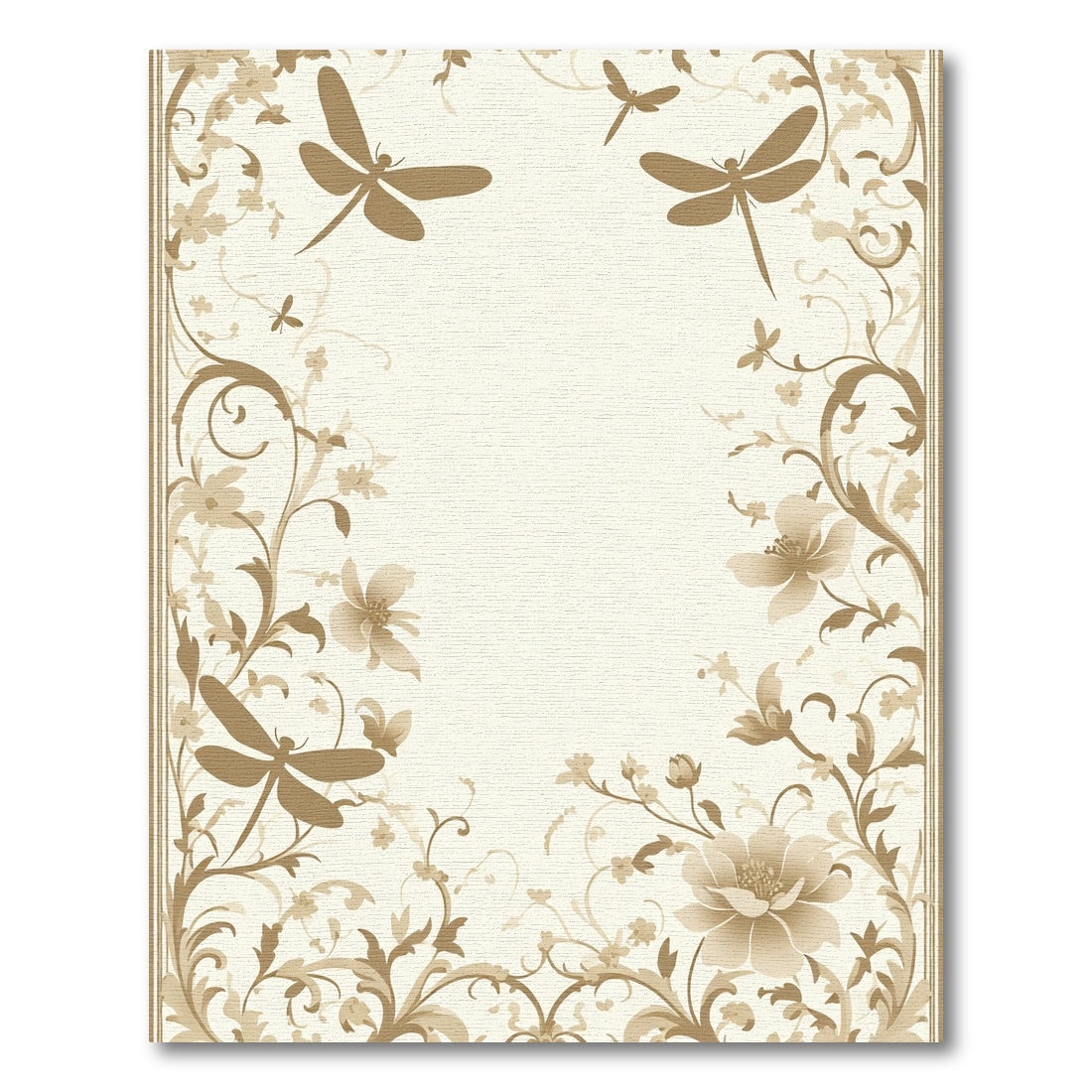 Tawny Dragonfly Floral Border Rug