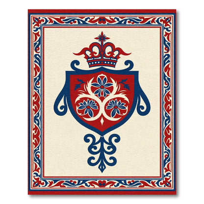 Crimson Blue Crested Emblem Rug