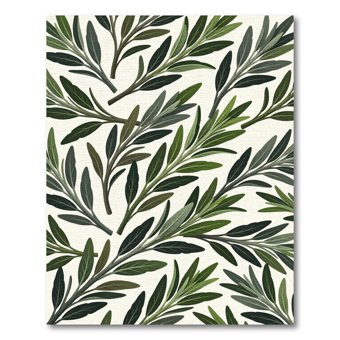 Deep Green Olive Branch Pattern Rug