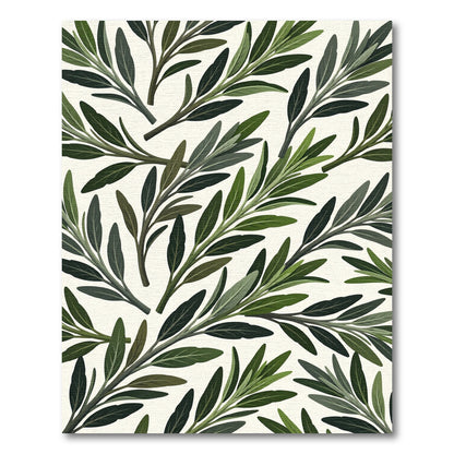 Deep Green Olive Branch Pattern Rug