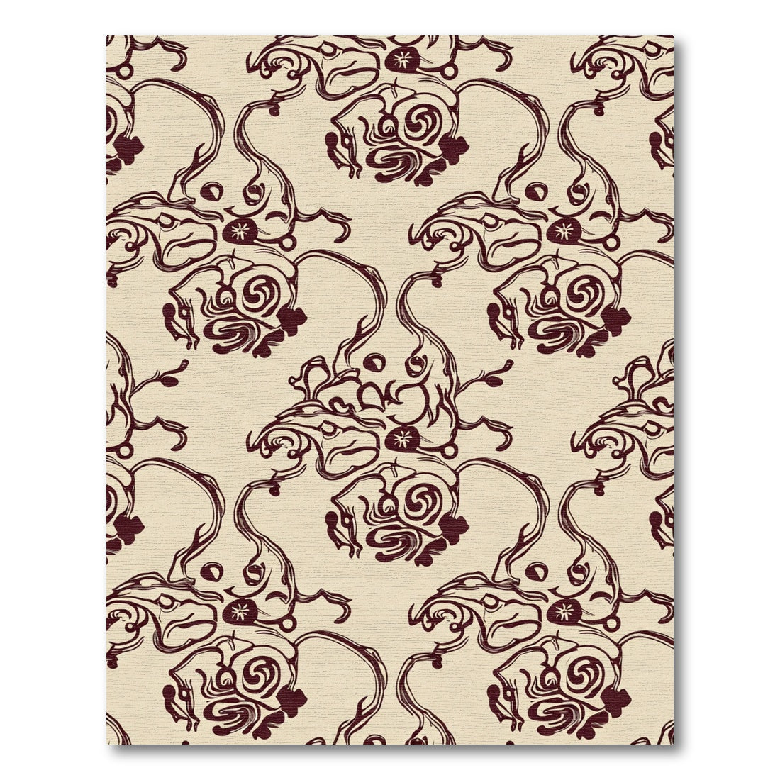 Ornate Burgundy Swirl Floral Medallion Rug
