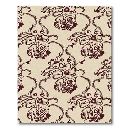 Ornate Burgundy Swirl Floral Medallion Rug