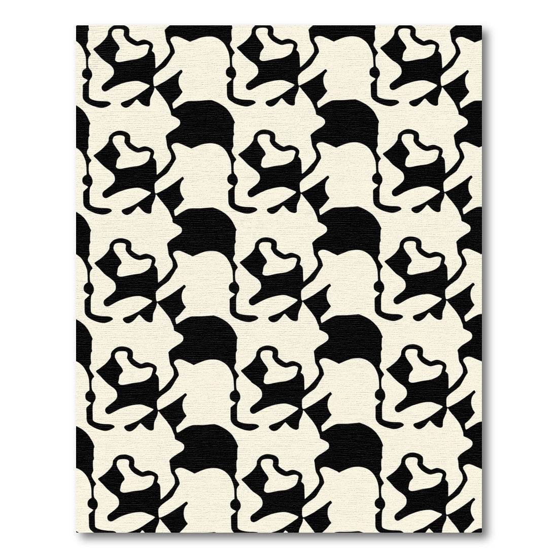 Cream Black Abstract Profile Arrangement Rug