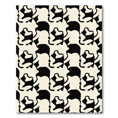 Cream Black Abstract Profile Arrangement Rug