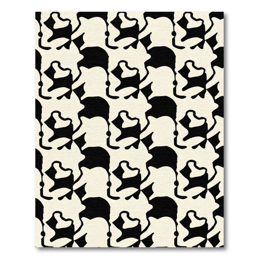 Cream Black Abstract Profile Arrangement Rug