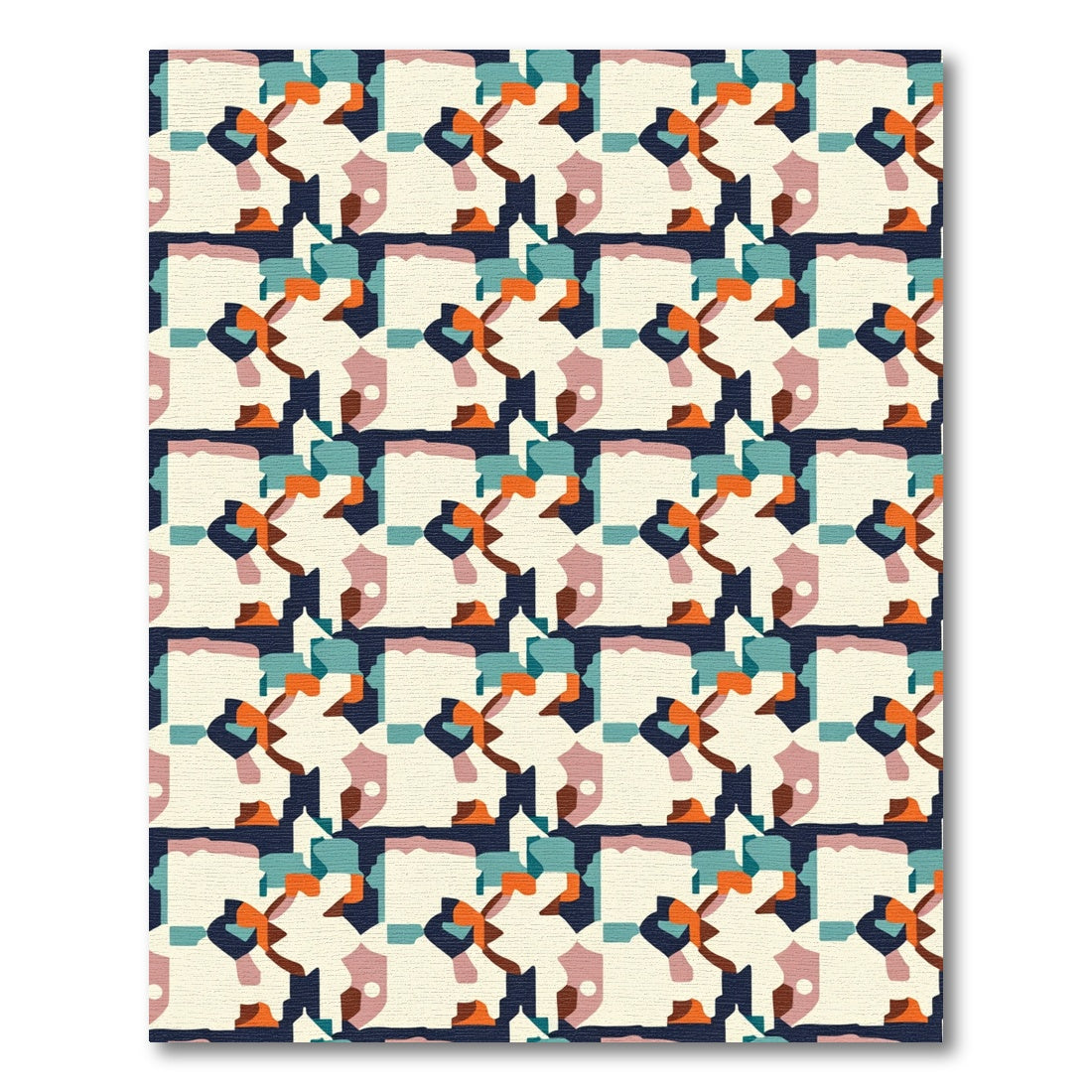 Abstract Geometric Terracotta Jade Composition Rug