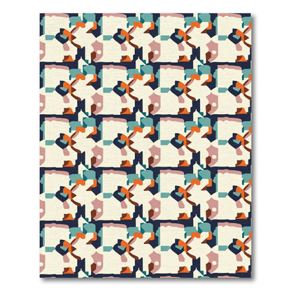 Abstract Geometric Terracotta Jade Composition Rug