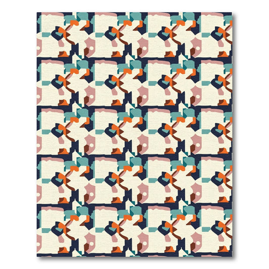 Abstract Geometric Terracotta Jade Composition Rug