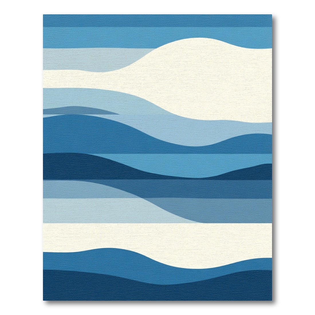 Serene Blue Abstract Wave Landscape Rug