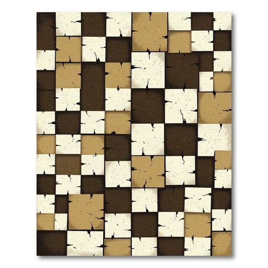 Earthy Brown Checkerboard Squares Rug