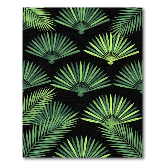 Lush Green Tropical Palm Fan Rug