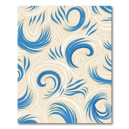 Cream Blue Swirl Abstract Flow Rug