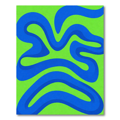 Vibrant Blue Wavy Stripes Rug