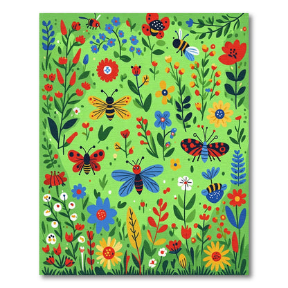 Whimsical Garden Bugs and Flowers Rug