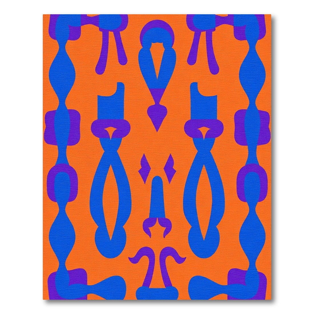 Vibrant Orange Blue Abstract Figures Rug