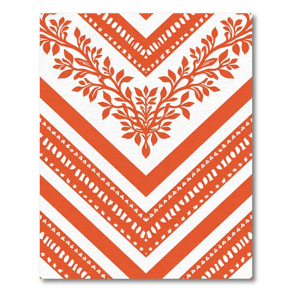 Orange White Branch Chevron Pattern Rug