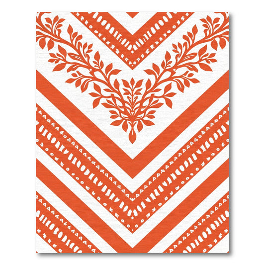 Orange White Branch Chevron Pattern Rug
