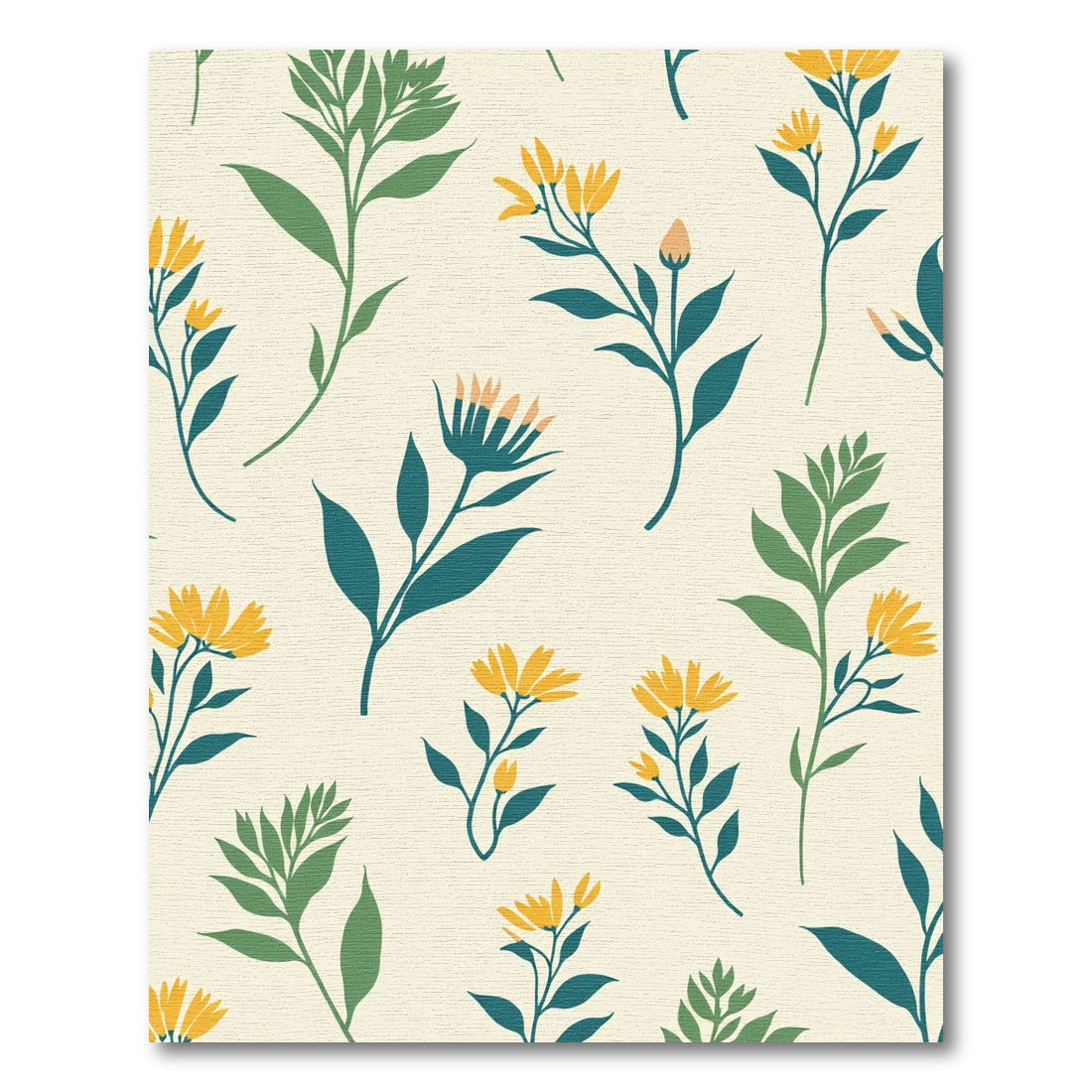 Yellow Daisy Botanical Foliage Arrangement Rug