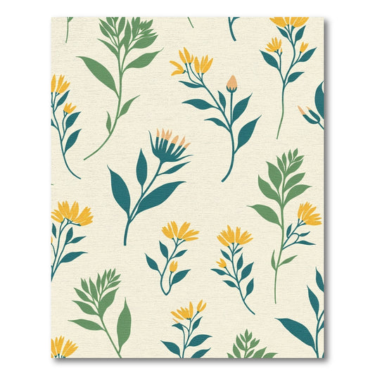 Yellow Daisy Botanical Foliage Arrangement Rug