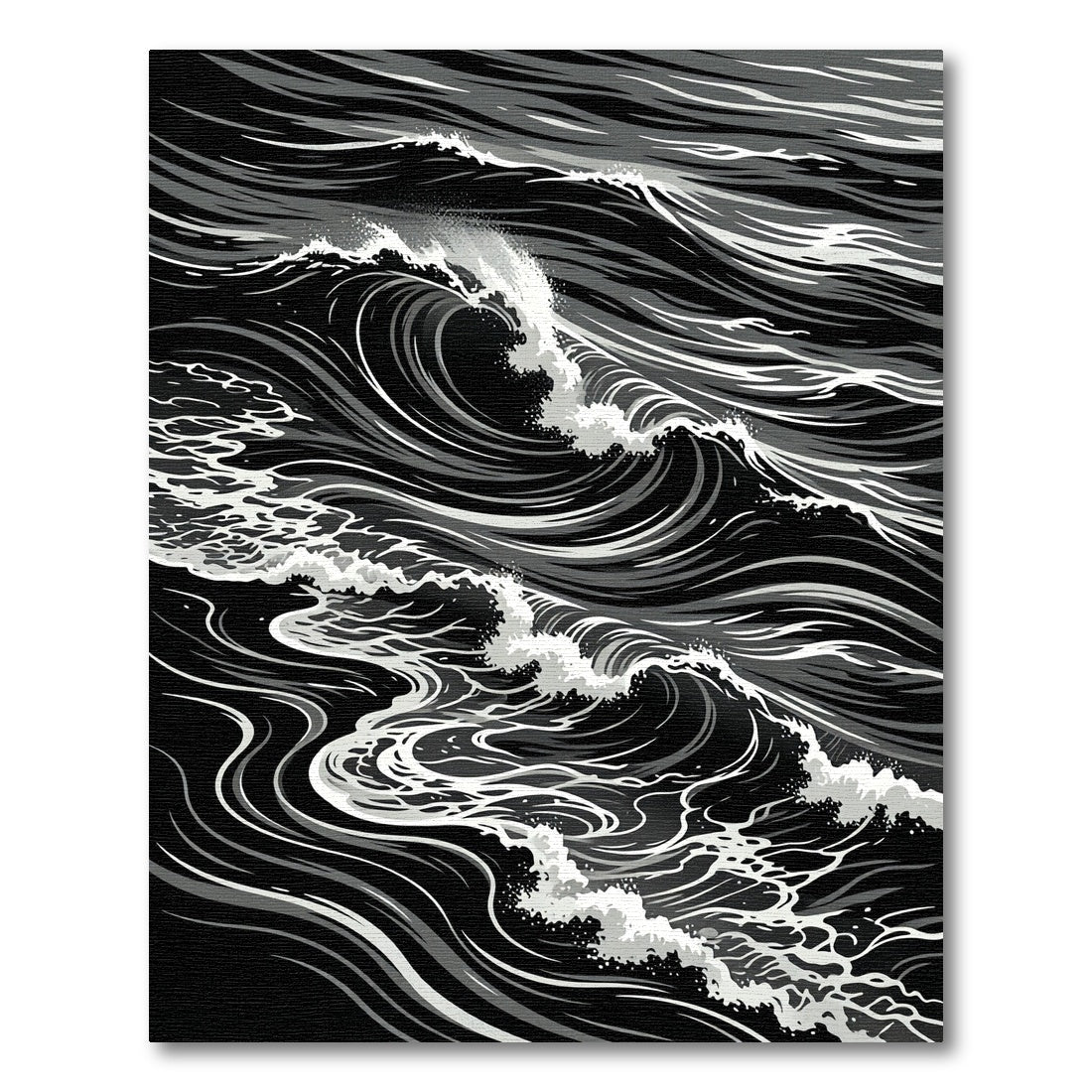 Dramatic Black White Ocean Waves Rug