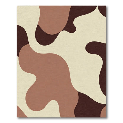 Abstract Cream Brown Organic Waves Rug