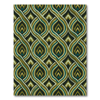 Earth Toned Interlocking Ikat Ovals Rug